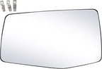 Driver Side Replacement Mirror Glass - compatible with Chevy & GMC vehicles - Silverado 2019-2024, Sierra 2019-2024 - Heated with backing plate, no blind spot detection, w/o auto dimming
