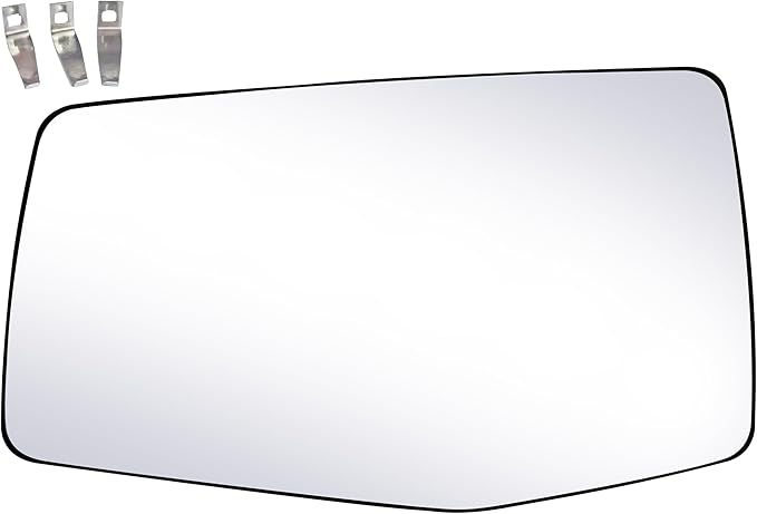 Driver Side Replacement Mirror Glass - compatible with Chevy & GMC vehicles - Silverado 2019-2024, Sierra 2019-2024 - Heated with backing plate, no blind spot detection, w/o auto dimming