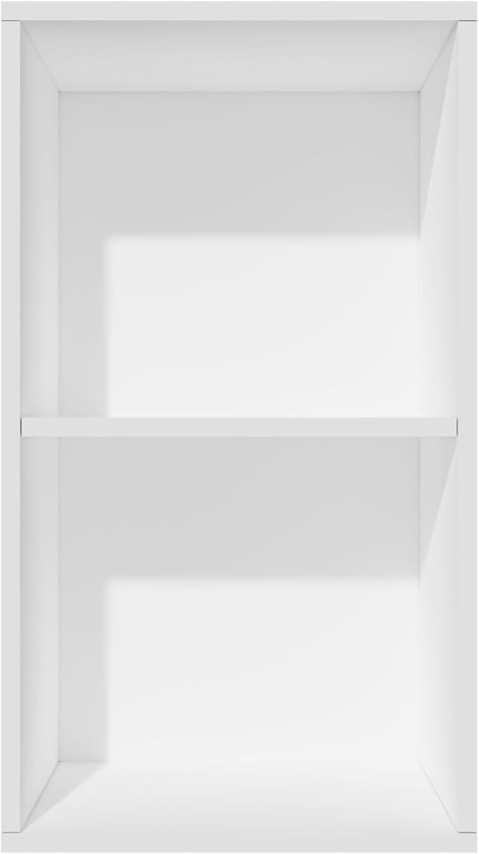 2 Cube Storage Organizer,Wooden 2-Tier Open Shelf Bookshelf,Versatile Storage Cubes for Living Room，Bedroom,Home Office, (Whi