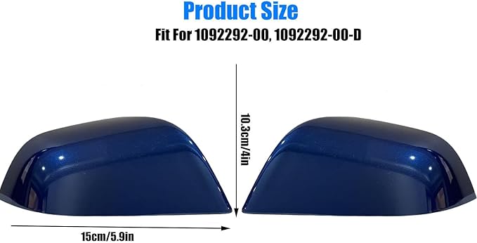 Compatible with Tesla Model 3 Side Mirror Cover Replacement 2017 2018 2019 2020 2021 2022 2023 2024, Left & Right Side Rearview Mirror Cover Cap for Model 3 Accessories(Blue) 2pcs