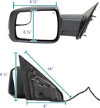 Spec-D Tuning Black Power Fold Heated + LED Signal + Blind Spot Side Mirrors Compatible with 2019-2024 Dodge Ram 1500, Left + Right Pair
