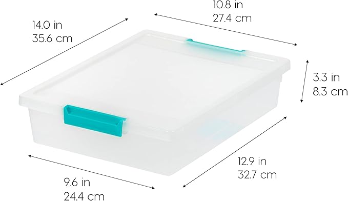 IRIS USA 6 Qt. Craft Storage Bins with Lids, 3-Pack, |Made in USA|, Clip Box, Small Plastic Sensory Bin Tote Organizer Contai
