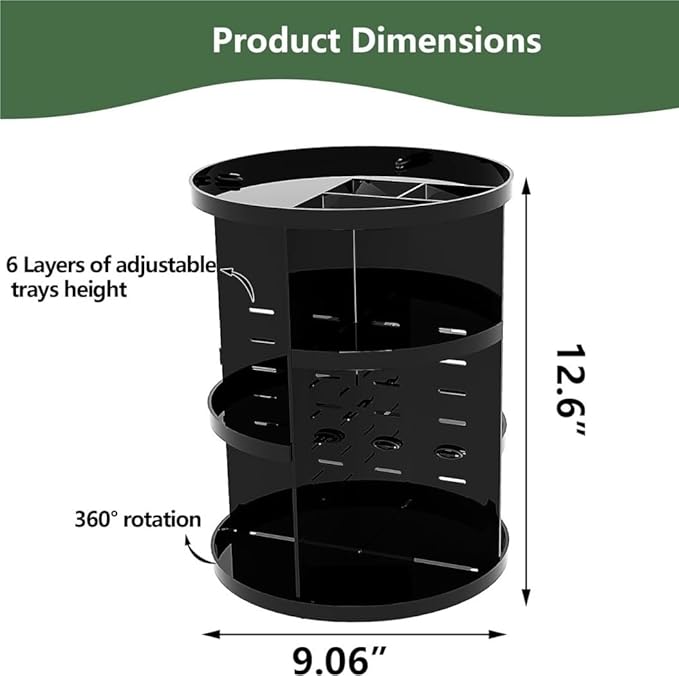 Makeup Organizer Vanity Organizer 360 Rotating Makeup Organizer, Adjustable Cosmetic Storage Organizer Shelf, Large Capacity 