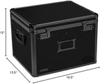 Vaultz Locking File Storage Box, Two-Handled, Letter/Legal File Storage, Tactical Black, 16.5 x 13.5 x 12 inches