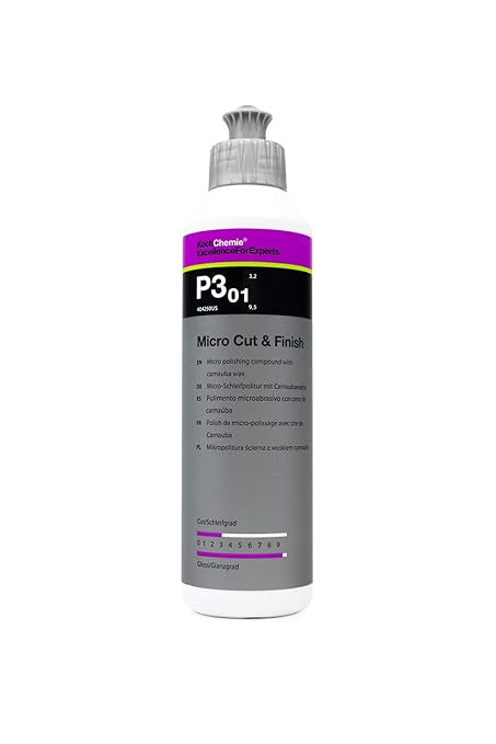 Koch-Chemie Micro Cut & Finish Polishing Compound with Carnauba Wax - Permanent Removal of Holograms, Fine Scratches & Sanding Marks; Long Term Sealing; Non-Fugitive Silicones (250 milliliters)