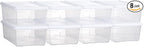 novelinks 6 Quart Clear Plastic Storage Bins with White Lids Stackable Box Craft Storage Organizing Container Sensory Bin,8 P