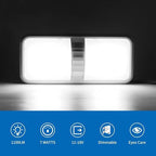 LED RV 12V LED Ceiling Double Dome Light Fixture | 1100 LM RV Interior Lighting for RV Trailer Camper Truck Van Boat Car(Natural White 4000-4500K, 2 Pack)
