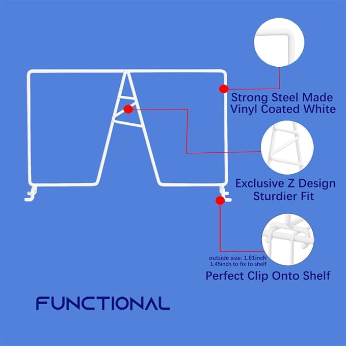 Wire Shelf Dividers - White Closet Organization & Storage Organizer - No Tool Shelf Divider for Wire Shelves - Metal Shelf Ac