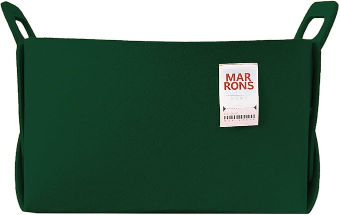 Collapsible Felt DEEPGREEN Storage Bin Large 14.6"x9.4"x9.4" – Foldable Basket with Handles for Closet, Laundry Room Organiza