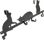 Evelots Over The Door 4 Hook Towel/Coat Rack Hanger Organizer, Kitty Cat Design-Easy No Tool Installation-Black Iron-Holds 20