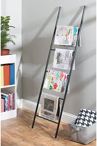 mDesign Metal Leaning Blanket and Towel Ladder - Display Rack for Bedroom and Bathroom - Throw/Quilt Holder - Nursery Wall Ra