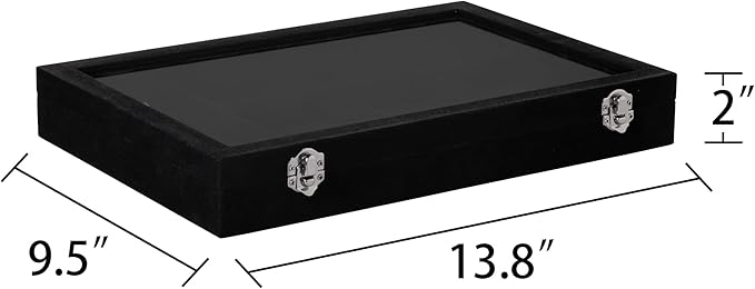 Frebeauty Velvet Jewelry Tray,12 Grid Jewelry Organizer with Clear Lid,Bracelets Holder,Jewelry Display Case with Clasp,Drawe
