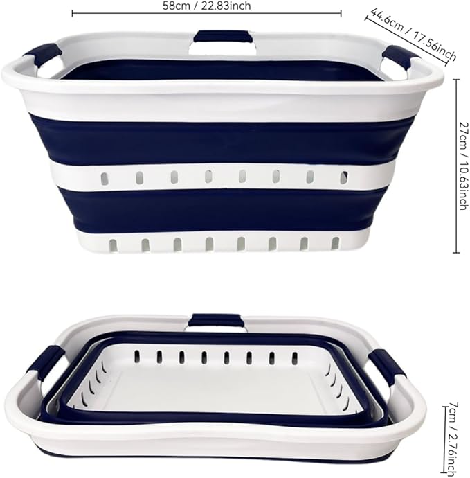 SAMMART 42L (11 gallon) Collapsible Plastic Laundry Basket - Foldable Pop Up Storage Container/Organizer - Space Saving Hampe