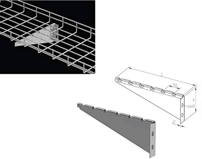 Kable Kontrol V Type Wall Bracket – 6” Width - Wire Mesh Tray Cable Management Rack Cords Organizer Cable Basket, Zinc Plated