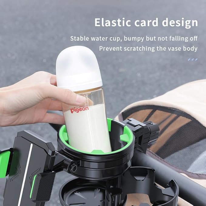 3-in-1 Stroller Cup Phone Holder Attachment, Universal Cup Holder with Adjustable Phone Mount, Double Cup Holder for Walker, 