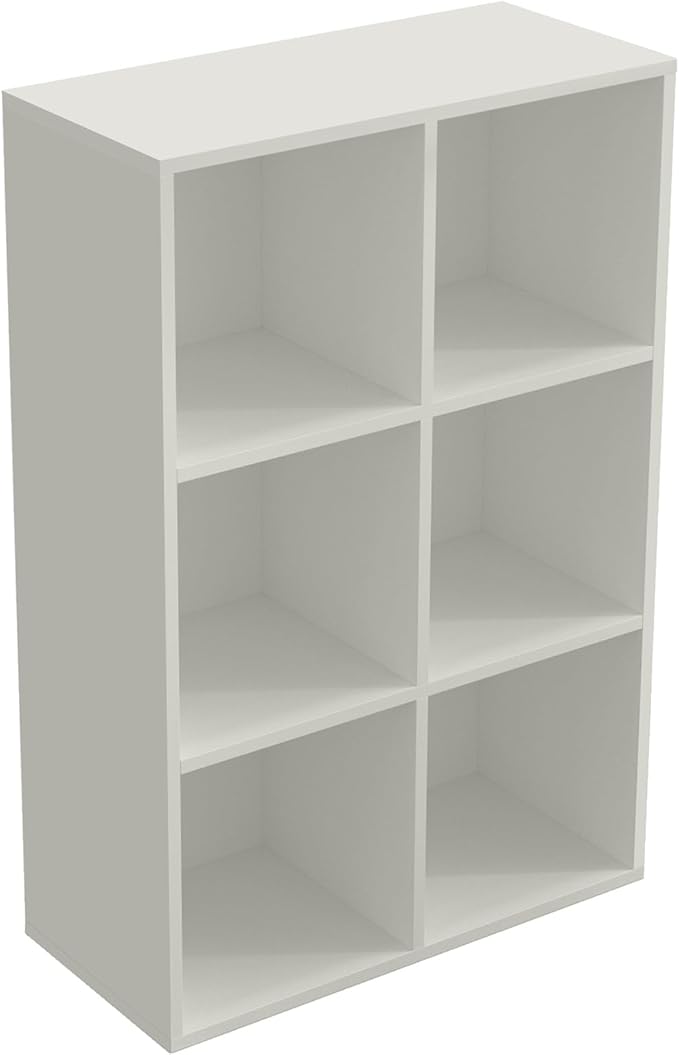 OSCHF 6-Cube Storage Shelf Bookcase - Wooden 3-Tier Floor Standing Open Bookshelf for Home and Office, Display Cabinet, Warm 