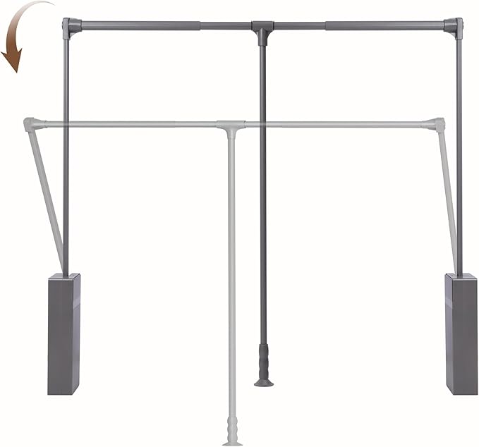Nisorpa Pull Down Closet Rod, Adjustable 35-47 Inch Aluminium Soft-Close Wardrobe Lift Rail Organizer for Hanging Clothes, Tw