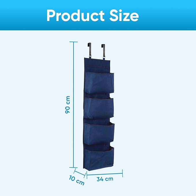 YNR Over Door Storage with 4 Pockets, Strong and Durable Hanging Wardrobe Organiser, Practical and Spacious, Hanging Storage 