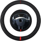 Suede Steering Wheel Cover,Compatible with Volkswagen Jetta Golf Rabbit GTI Suede Leather Sport Non-Slip Wheel Cover Car Interior Accessories 15 inch for Man and Women