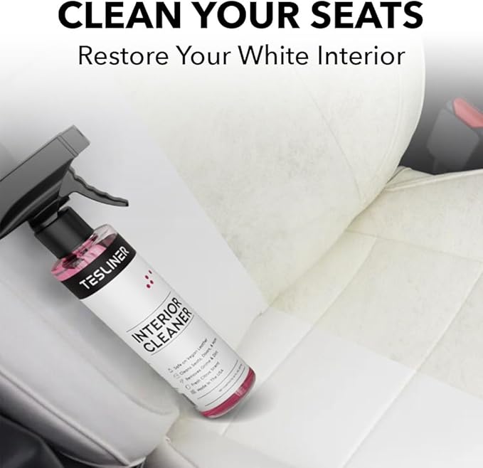 Tesla Seat Cleaner & Stain Remover, Interior Cleaner for Black & White Vegan Leather, Interior Cleaning Products | Tesla Mode
