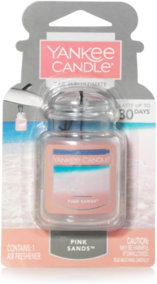 Yankee Candle Car Air Fresheners, Hanging Car Jar Ultimate, Neutralizes Odors Up To 30 Days, Pink Sands, 0.96 OZ (Pack of 12)