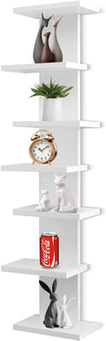 7 Tier Wall Shelf Unit-White Floating Shelves for Home Decor, Modern Unique Asymmetric Design for Bedroom & Living Room Stora