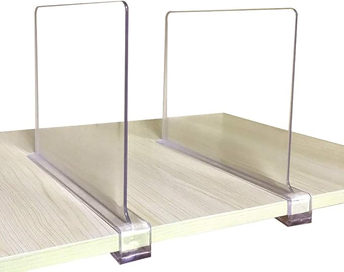 CY craft Shelf Dividers for Closets, Clear Acrylic Shelf Divider for Wood Shelves and Clothes Organizer/Purses Separators Per