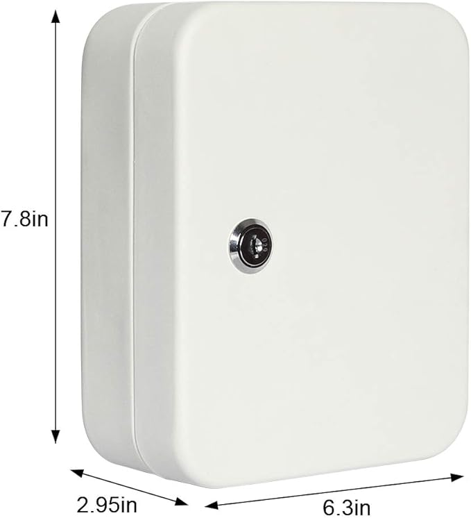 Jssmst Key Lock Box Wall Mount Security Key Storage Box, Locking Key Cabinet Wall Mount with 20 Key Hooks & Tags Key Labels, 