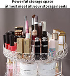 Cq acrylic Rotating Makeup Organizer,Adjustable Spinning Skincare Organizer for Vanity,Countertop,Clear Rotating Perfume Orga