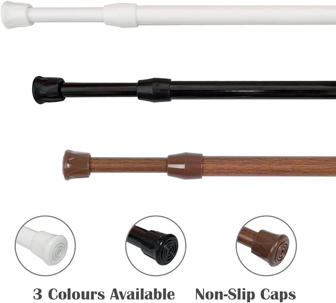 KXLife 6 Pack Spring Tension Curtain Rod, Cupboard Bars Rod,12-20",Oak