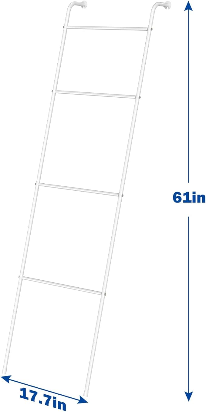 2 Pack Blanket Ladder Decorative Towel Rack Holder for Bathroom, Wall Leaning Metal Drying Quilt Stand for Living Room Bedroo