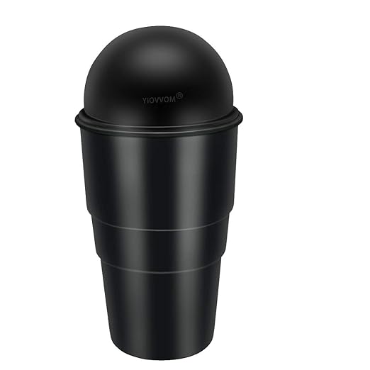 Cup Holder Trash can for car with Lid, Mini Garbage Cans for Back seat Leakproof Vehicle Automotive Cup Holder Car trashcan, Small Trash Bin for Automotive Office Home Kitchen (CARH1347A)