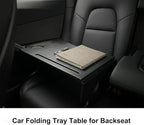 Car Laptop Desk Fit for Tesla Model Y/3, Carbon Fiber Tray, Steering Wheel Table for Eating and Working, Car Tray Table for Driver&Passenger with Dual Folding Strong Hinge