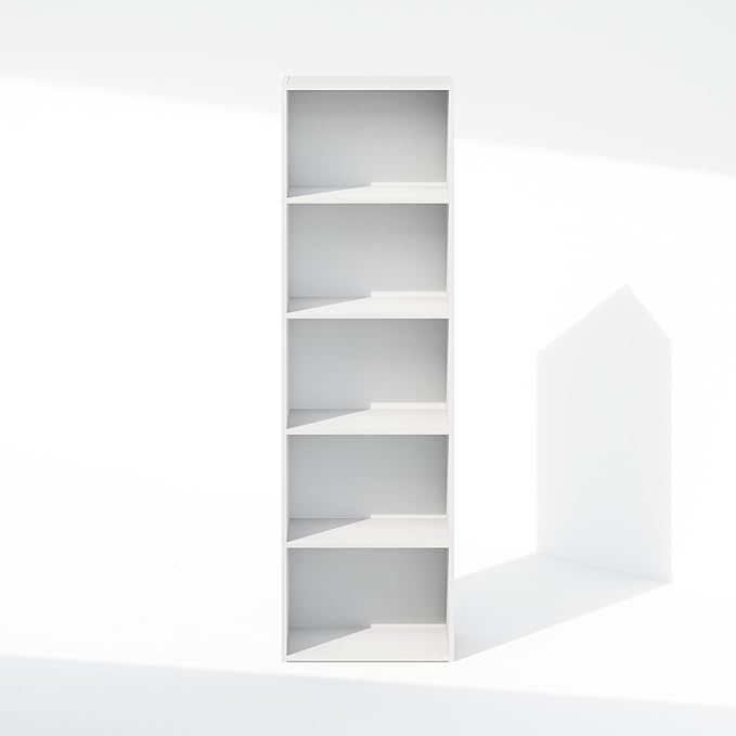 Furinno Reed Closet Organizers and Storage, 5-Tier Closet Organizer, Open Shelf Closet Storage, for Wardrobe, Bedroom, Living