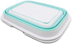 SAMMART 9.2L (2.37Gallon) Collapsible Tub with Handle - Portable Outdoor Picnic Basket/Crater - Foldable Shopping Bag - Space Saving Storage Container (1, White/Lake Green)