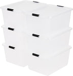 IRIS USA 6-Pack High-Capacity Clip Box with Latching Lids, 32 Quart Craft Storage Bins, Art & Writing Supply Containers for H