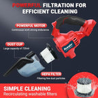 Cordless Vacuum Cleaner Compatible with Milwaukee 18V Battery, 5 in 1 Handheld Electric Vacuum with 400W Powerful Motor, 46 C