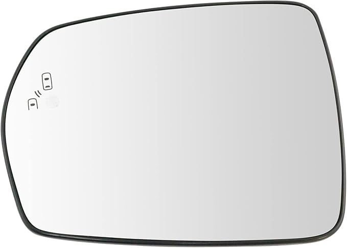 TRQ Left Driver Side Heated Blind Spot Mirror Glass with Backing Plate Compatible with 2015-2018 Ford Edge FT4Z17K707J