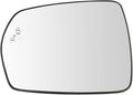 TRQ Left Driver Side Heated Blind Spot Mirror Glass with Backing Plate Compatible with 2015-2018 Ford Edge FT4Z17K707J