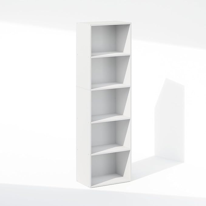 Furinno Reed Closet Organizers and Storage, 5-Tier Closet Organizer, Open Shelf Closet Storage, for Wardrobe, Bedroom, Living