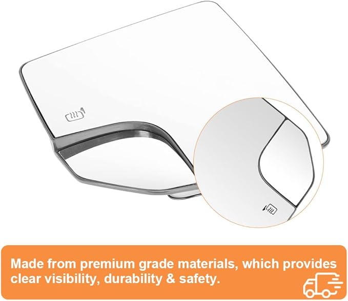 Senzeal Passenger Side Heated Mirror Glass Replacement for Ford F-150 2015 2016 2017 2018 2019 2020 with Blind Spot Mirror Replace FL3Z17K707A (Right Side)