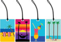 R. Nichols Tropical Vacation Luggage Tag Set - Sturdy Waterproof Plastic Travel Labels for Baggage, Suitcases, Backpacks, and