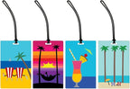 R. Nichols Tropical Vacation Luggage Tag Set - Sturdy Waterproof Plastic Travel Labels for Baggage, Suitcases, Backpacks, and