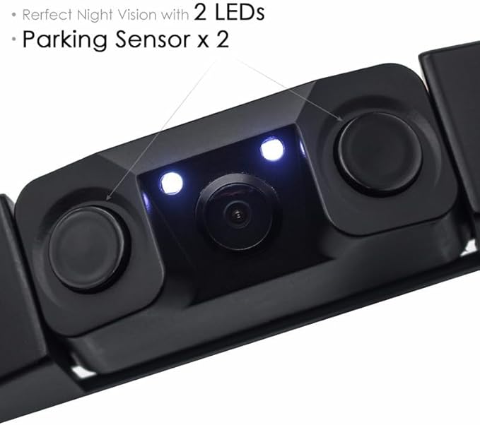 3 in 1 American car License Plate Frame Built-in Backup Camera and Parking Sensor with Water Proof Buzzer Alarm Night Vision 