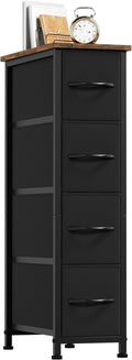 Somdot Narrow Dresser with 4 Drawers, Slim Storage Chest of Drawers with Removable Fabric Drawers for Closet Small Spaces Bat