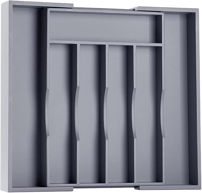 Kitchen Silverware Drawer Organizer and Storage Bamboo Wood Cooking Utensil Holder Cutlery Knife Jewelry Spice Rack Spoon For