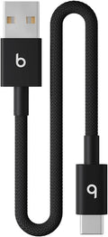 Beats USB-A to USB-C Woven Short Cable Fast Charging Durable/Tangle-Free Compatible Charger for Apple & Android Devices (8 in