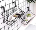 LeleCAT Basket with hook Grid Storage Basket, Hang it behind a door or on a railing, Over the Cabinet Door, Small, BLack,1 Pa