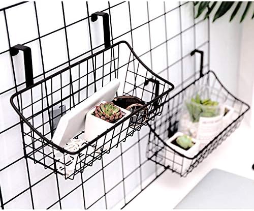 LeleCAT Basket with hook Grid Storage Basket, Hang it behind a door or on a railing, Over the Cabinet Door, Small, BLack,1 Pa