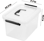 6 Quart Clear Storage Latch Box/Bins, 6-Pack Plastic Container with Latches and Lid